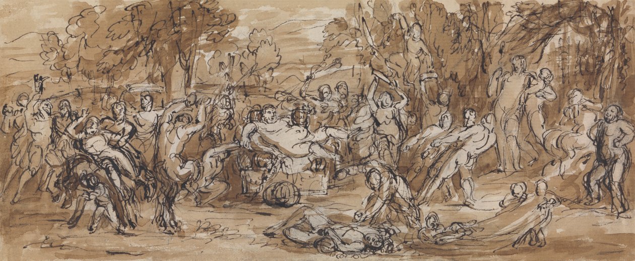 Figura Estudio de una celebración bacanal en un paisaje boscoso de Robert Smirke
