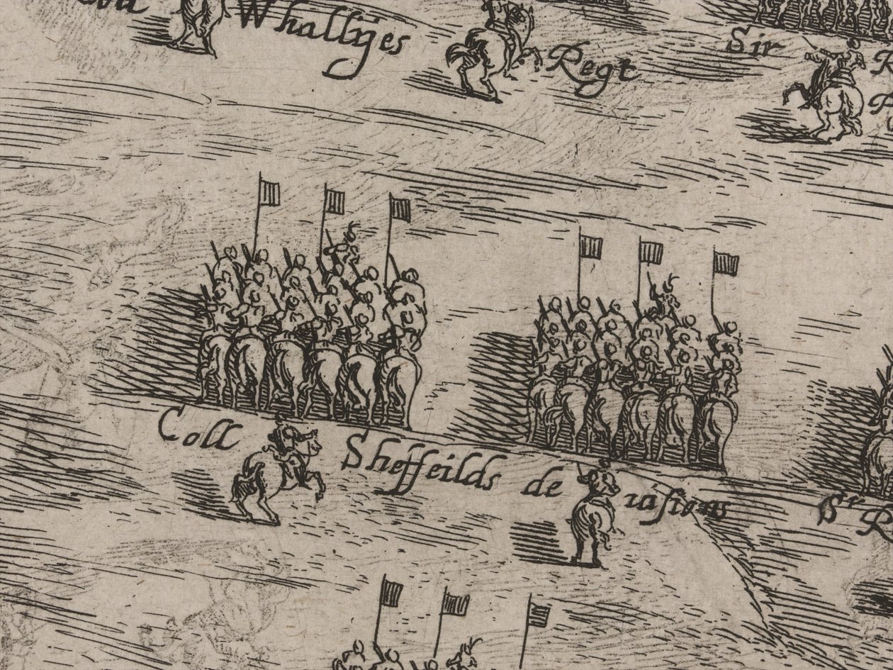 Descripción de los ejércitos de caballería e infantería de Su Majestad y Sir Thomas Fairfax; el catorce de junio de 1645 de Robert Streater or Streeter