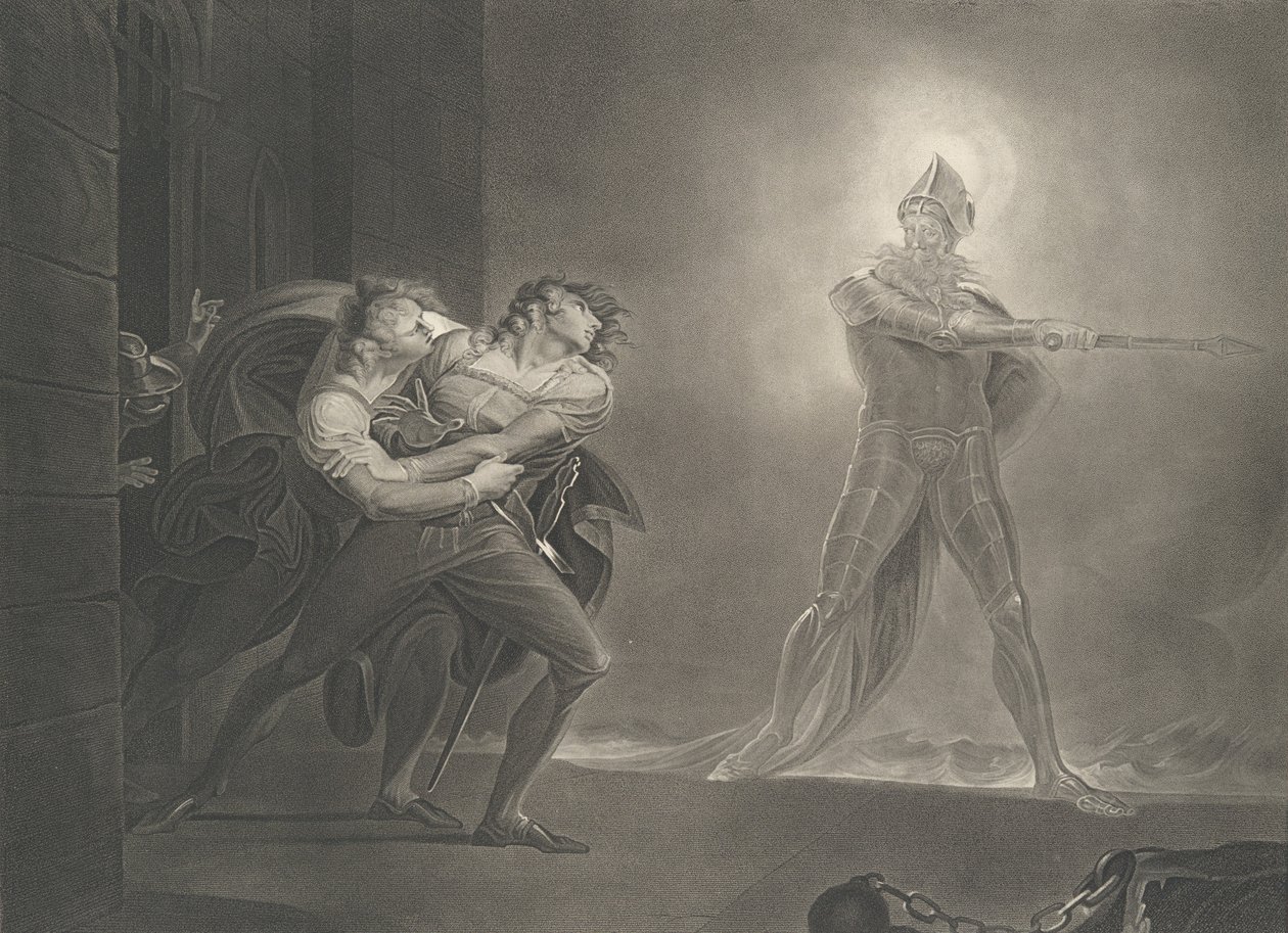 Hamlet, Horacio, Marcelo y el Fantasma de Shakespeare, Hamlet, primera publicación 1796, reeditado 1852 de Robert Thew