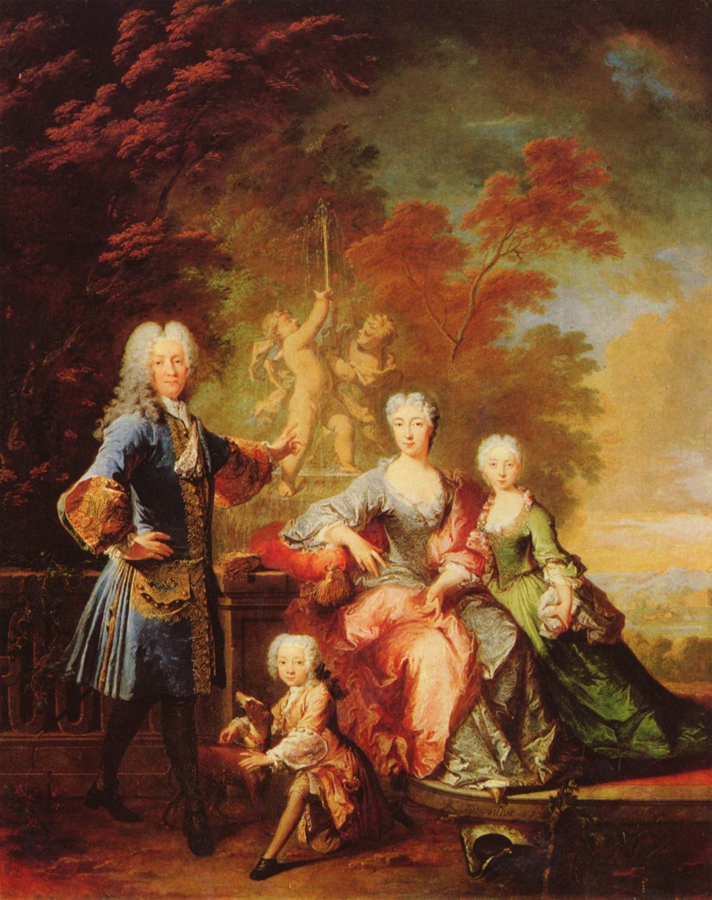 Alemán: Retrato de Ferdinand Adolf, conde von Plettenberg y su familia Retrato del conde Ferdinand von Plettenberg con su familia de Robert Tournieres
