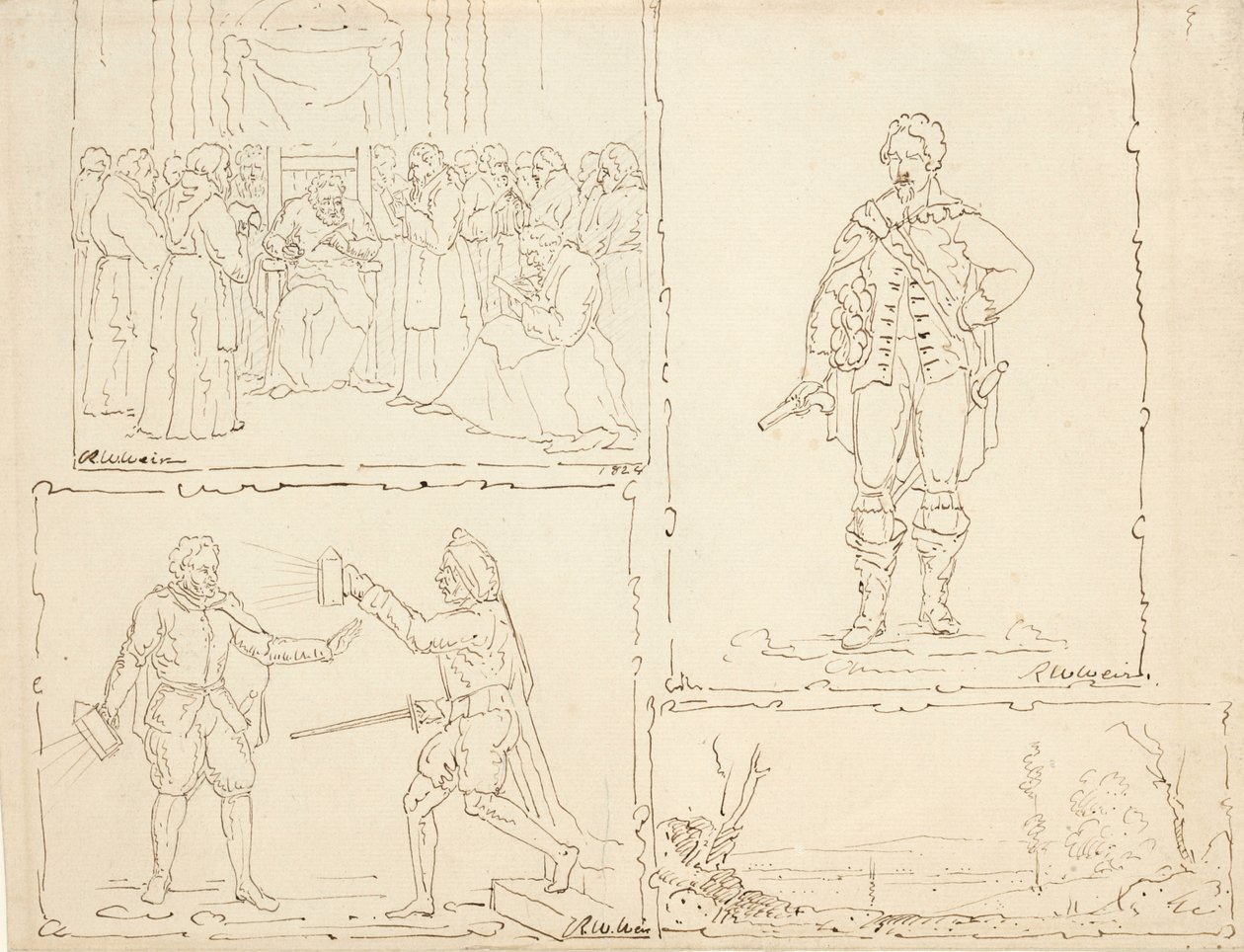 Cuatro bocetos, 1824 de Robert Walter Weir