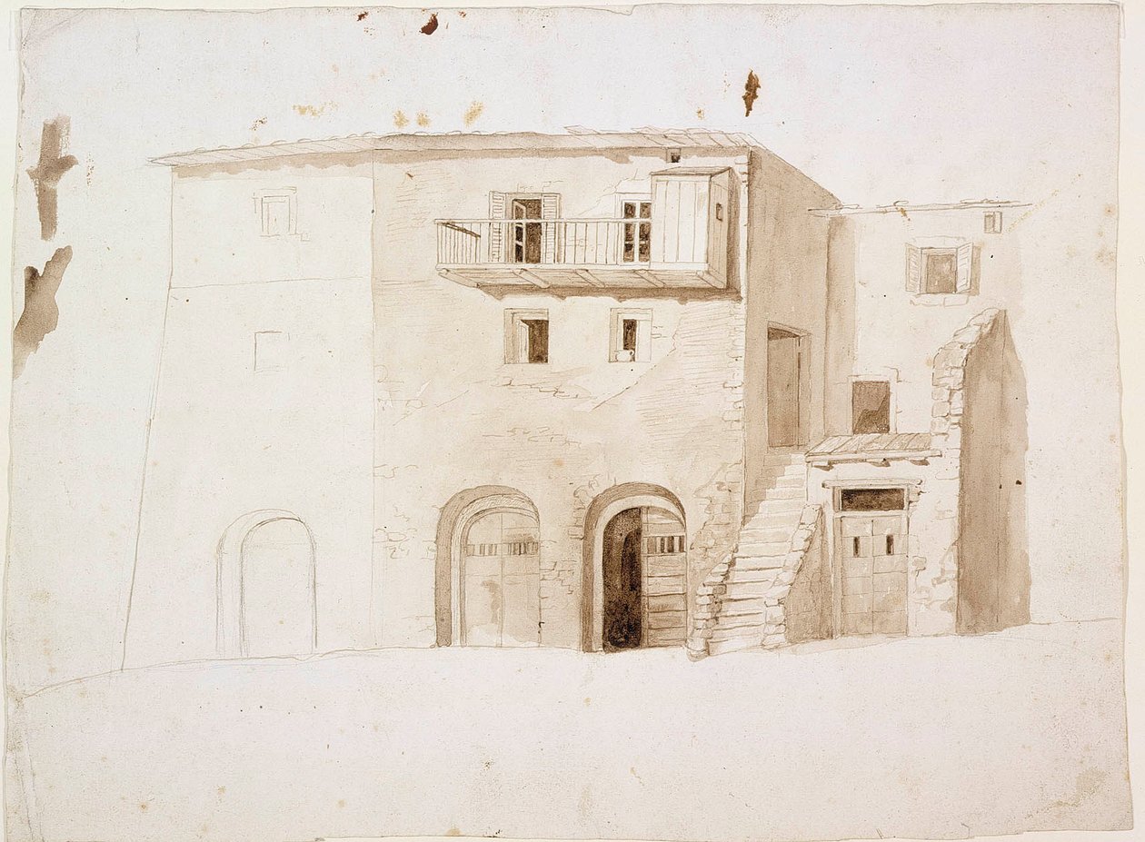TEMA de Italia: casa de piedra con dos puertas y escaleras en el centro de Robert Wilhelm Ekman