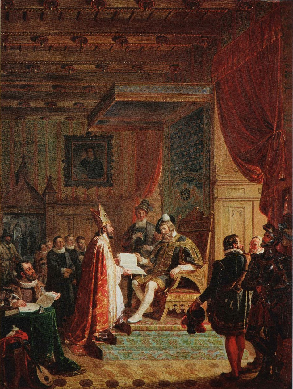 Mikael Agricola entrega la traducción finlandesa del Nuevo Testamento al rey Gustav Wasa de Robert Wilhelm Ekman