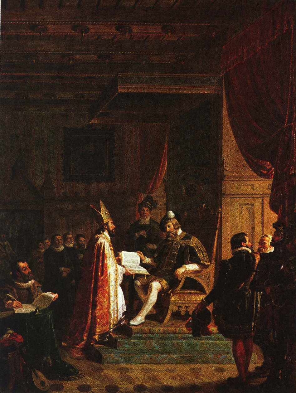 Mikael Agricola presenta el NT finlandés al rey Gustavo Vasa de Robert Wilhelm Ekman