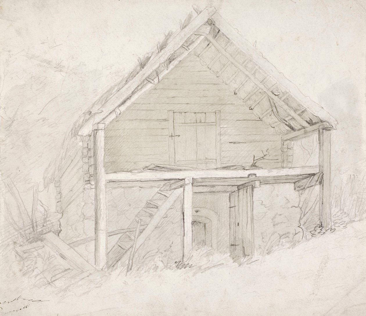 El final de un dormitorio con techo de paja y suelo de piedra de Robert Wilhelm Ekman