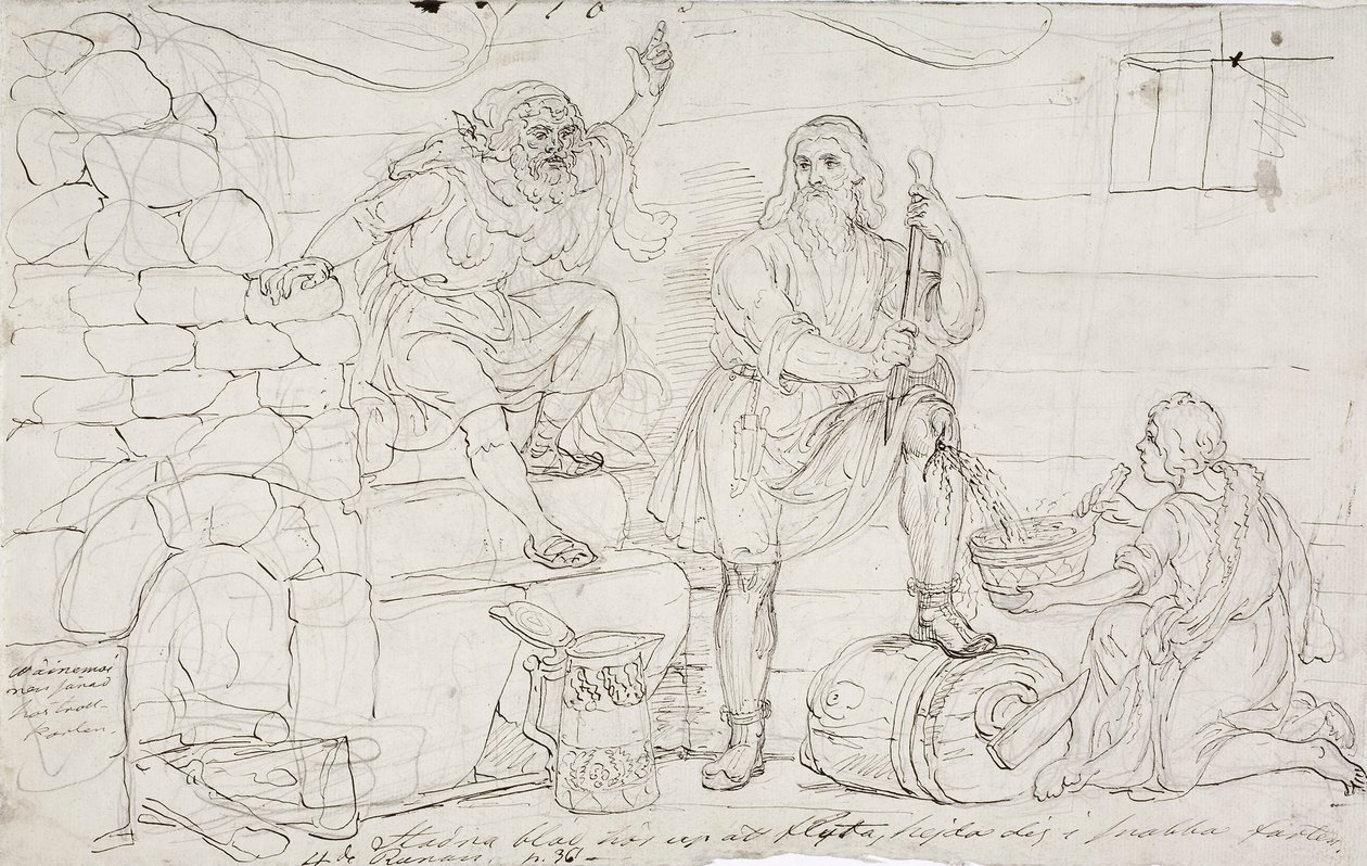 Rodilla cortada de Väinämöinen, boceto de Robert Wilhelm Ekman