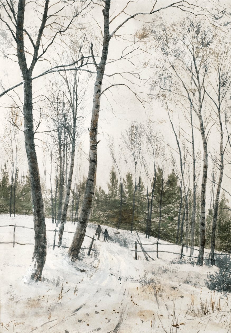Dos figuras en un bosque invernal de Robert Winchester Fraser