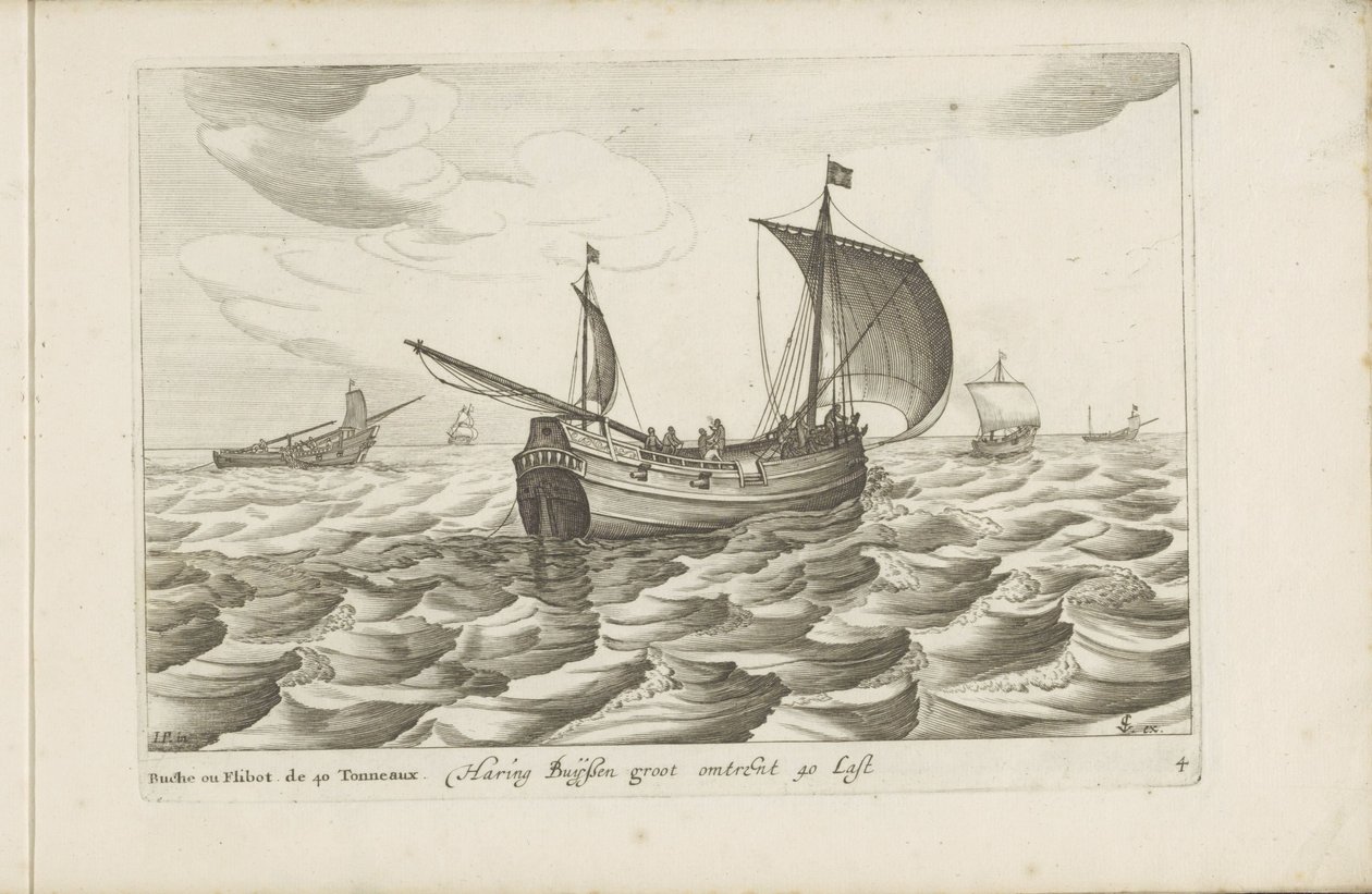 haringbuizen Haring buyssen groot about 40 Last / Buche ou flibot de 40 tonneaux (título sobre el objeto) Diversos barcos no se dan en las provincias unidas de Robert de Baudous (possibly)