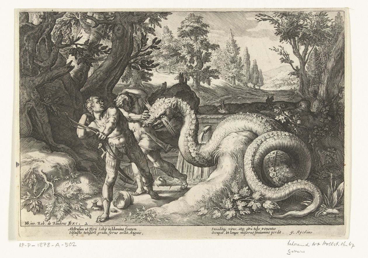 Compañeros de Cadmo devorados por un dragón Metamorfosis de Ovidio (título de la serie) de Robert de Baudous
