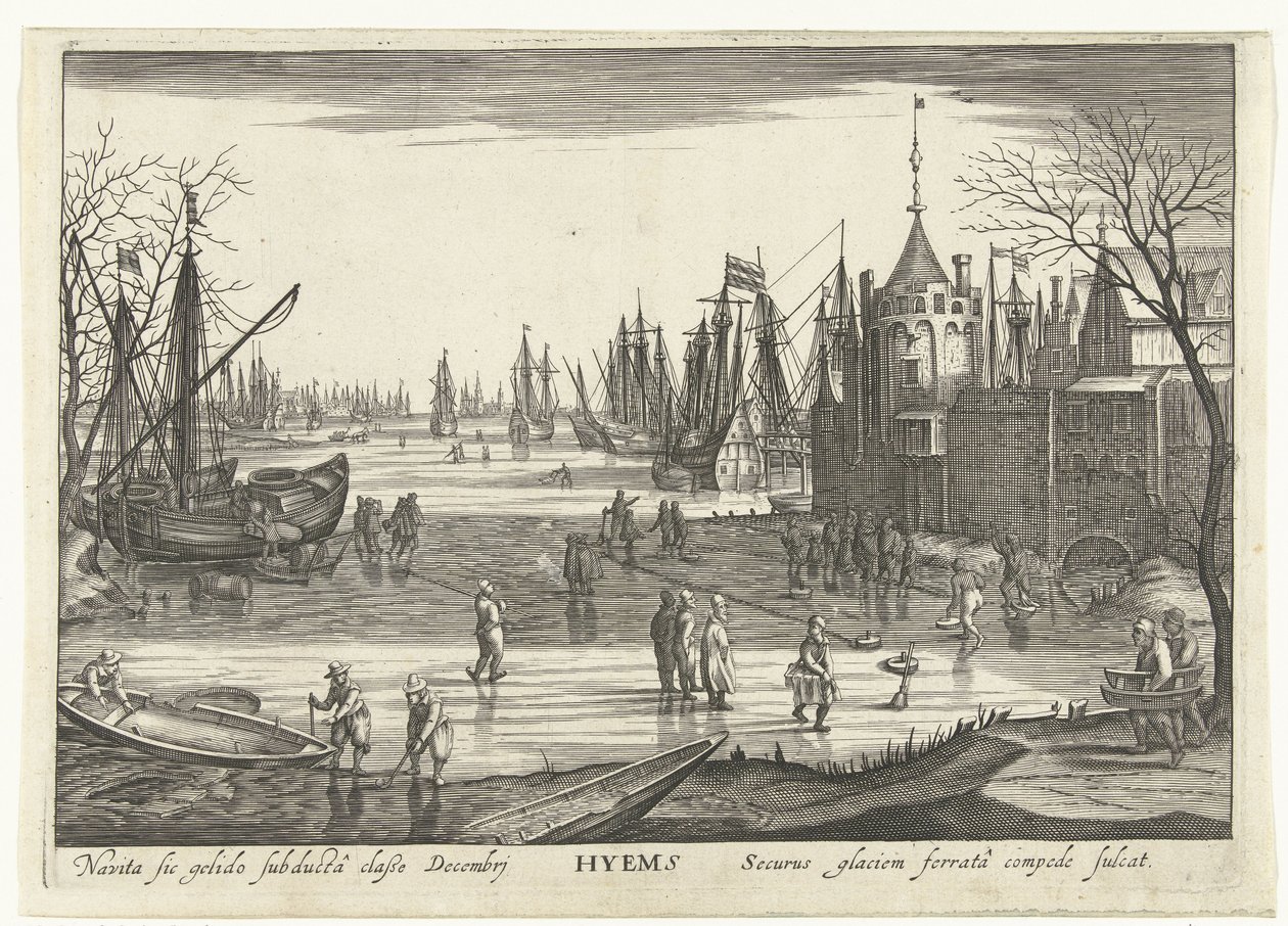 Invierno Hyems (título sobre el objeto) Las cuatro estaciones en paisajes marinos (título de la serie) de Robert de Baudous