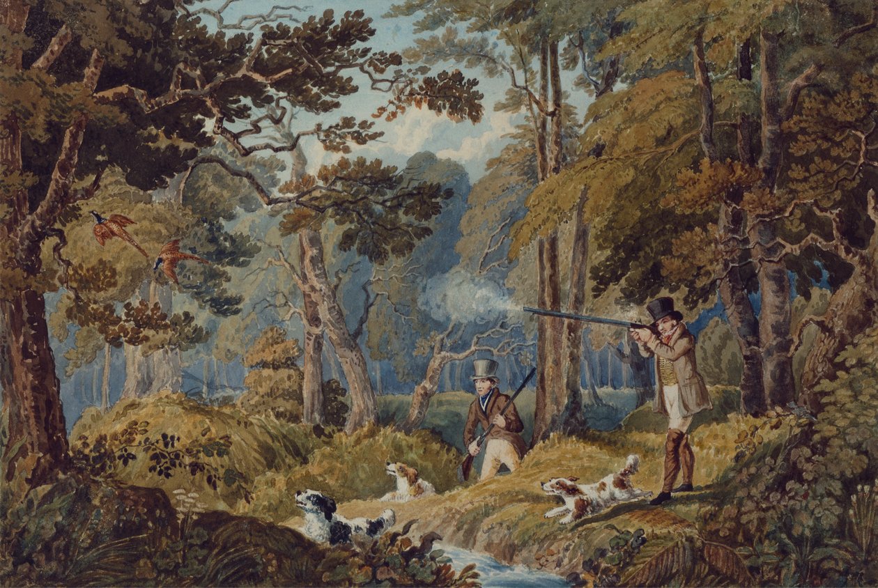 Tiroteo de Patridge cerca de Windsor (litografía en color) de Robert the Elder Havell