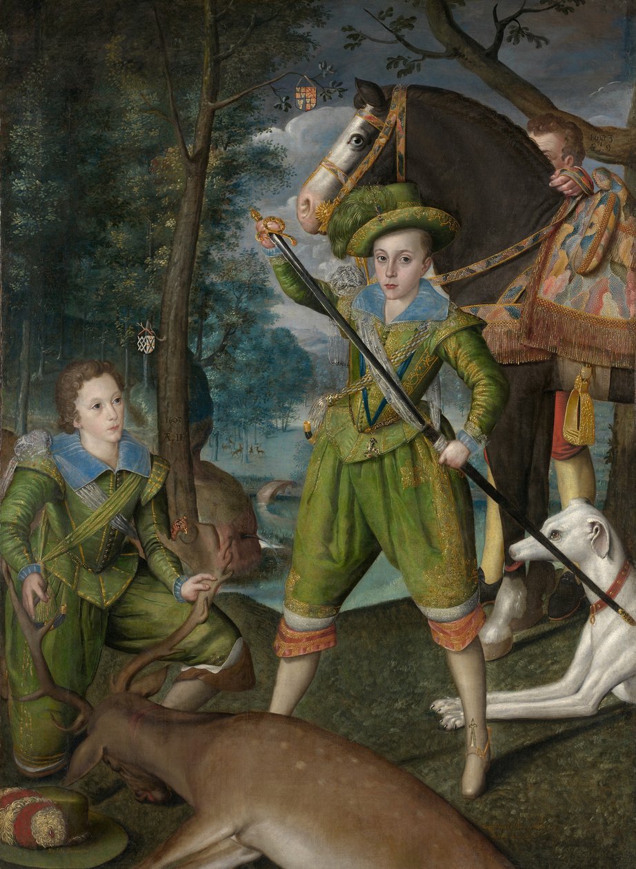 Enrique Federico, Príncipe de Gales, con Sir John Harington en el Campo de Caza de Robert the Elder Peake