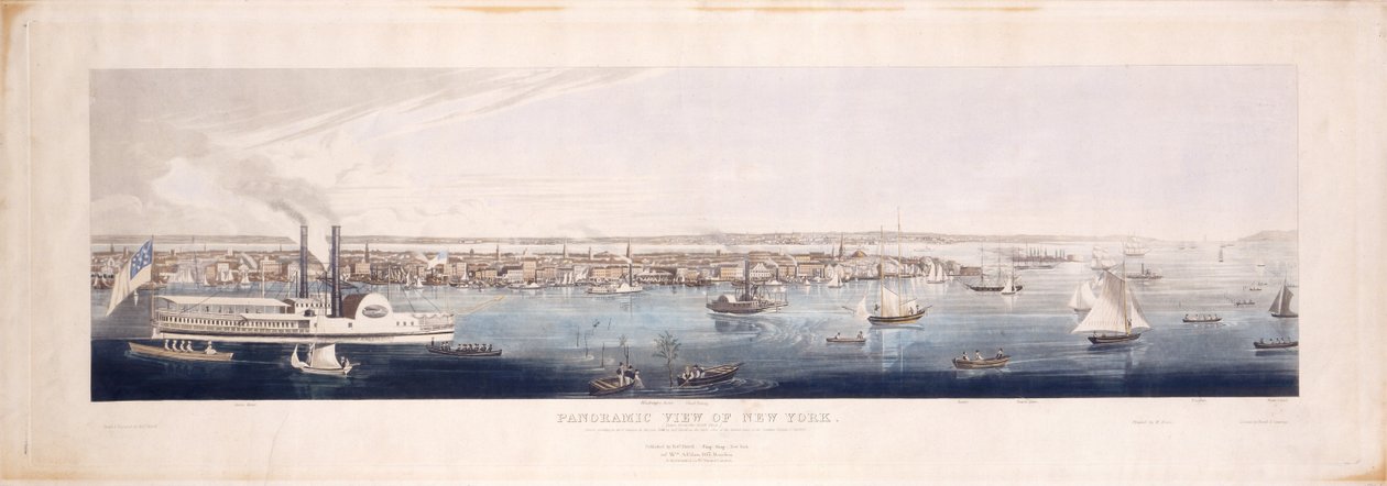 Vista panorámica de Nueva York, tomada desde el río Norte [Hudson], 1844 de Robert the Younger Havell