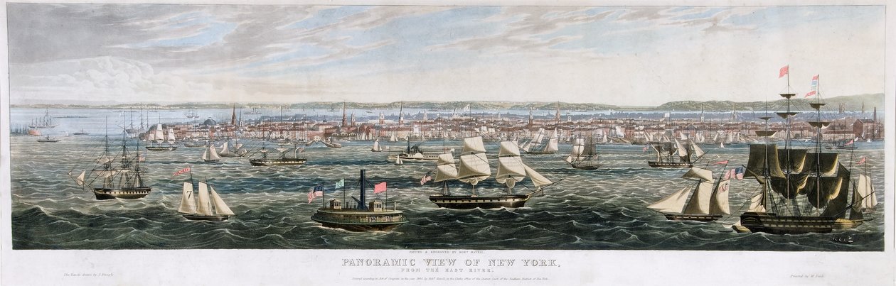 Vista panorámica de Nueva York, desde el East River, pub. 1844 de Robert the Younger Havell