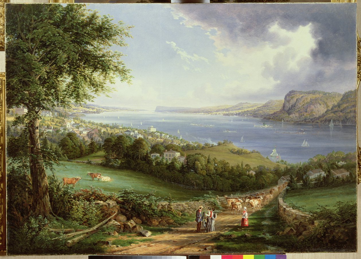 Vista del río Hudson cerca de Sing Sing, Nueva York, c.1850 de Robert the Younger Havell