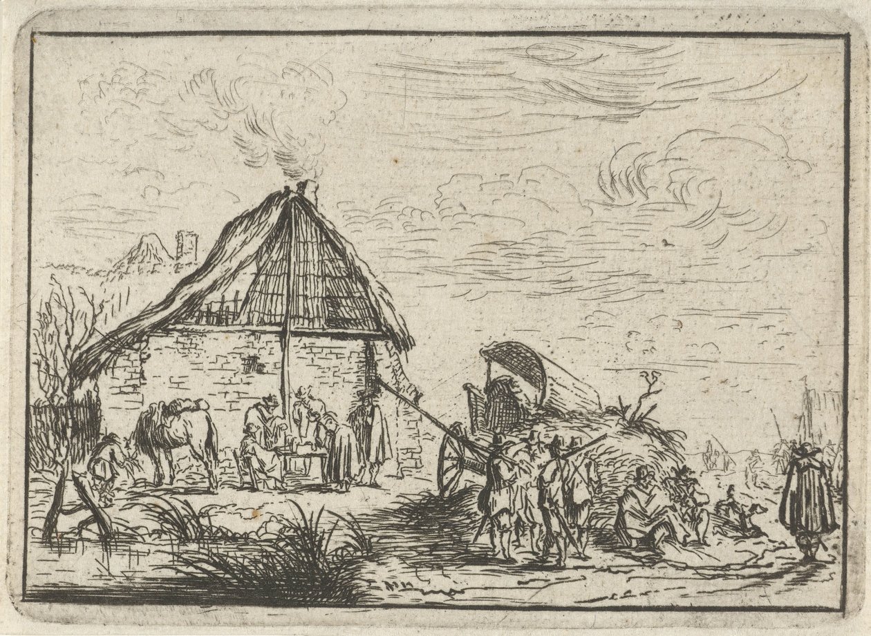 Soldados en un pajar Paisajes con campamentos (título de serie) de Robert van den Hoecke