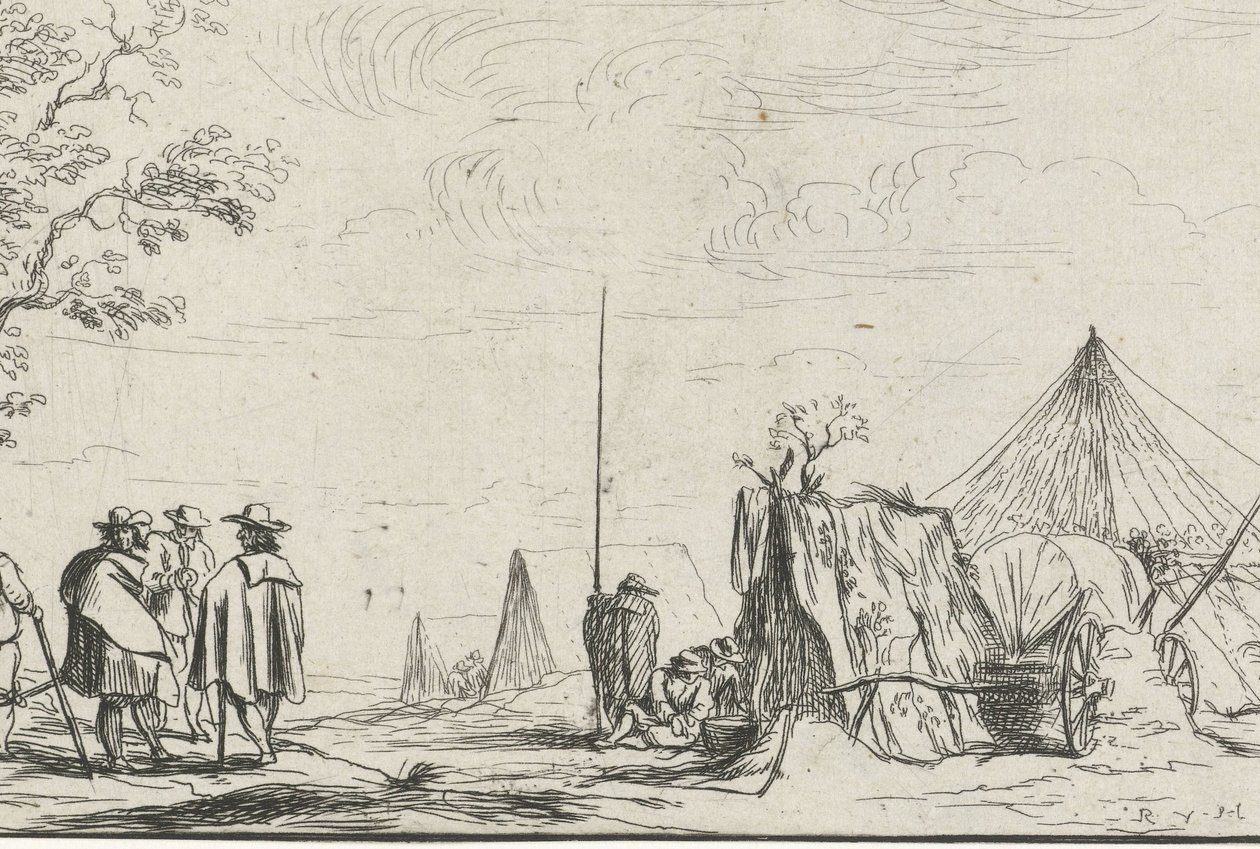 Soldados en un campamento Diferentes campamentos (título de la serie) de Robert van den Hoecke