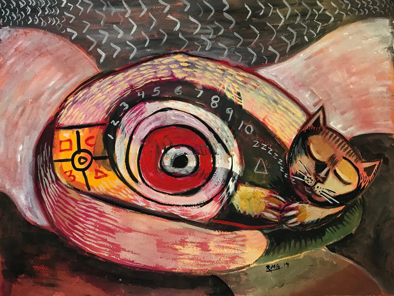 Dulces sueños, c.2019 (gouache sobre papel) de Roberto Munguia
