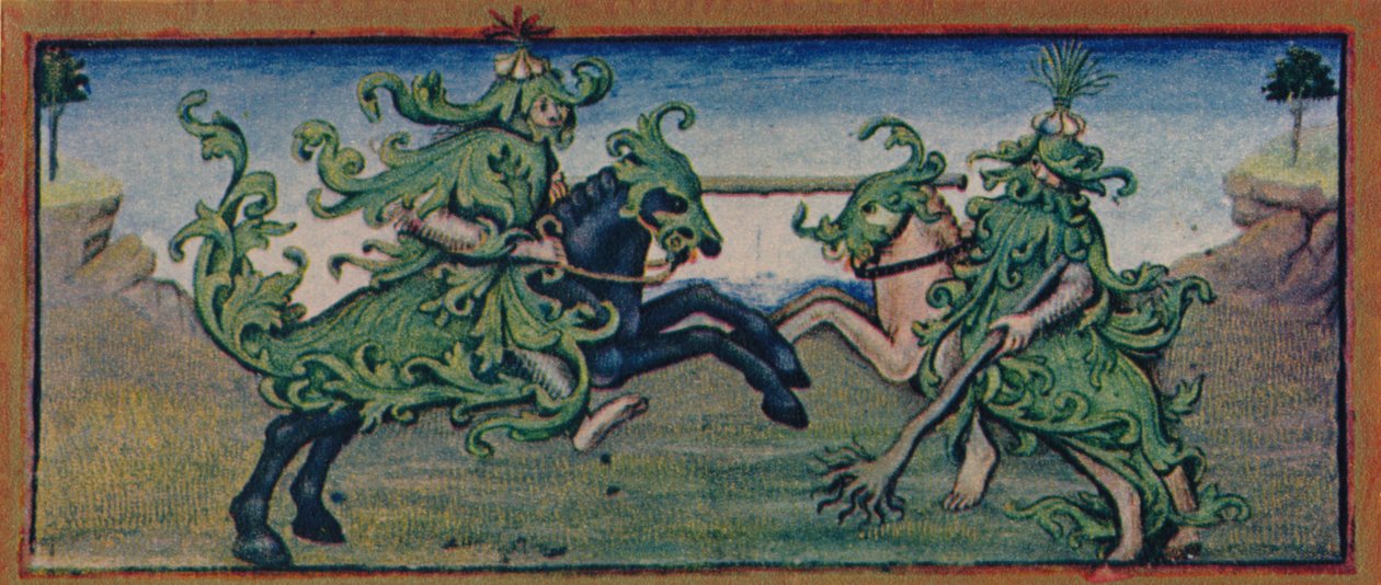 Mayo - hombres salvajes justando, siglo XV, 1939 de Robinet Testard