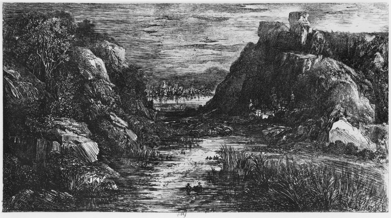 Paisaje detrás del desfiladero, 1871 de Rodolphe Bresdin