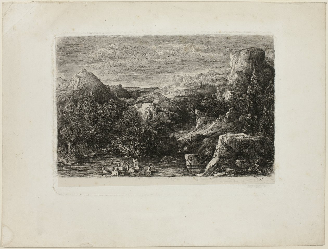 Bañistas en una piscina de montaña de Rodolphe Bresdin