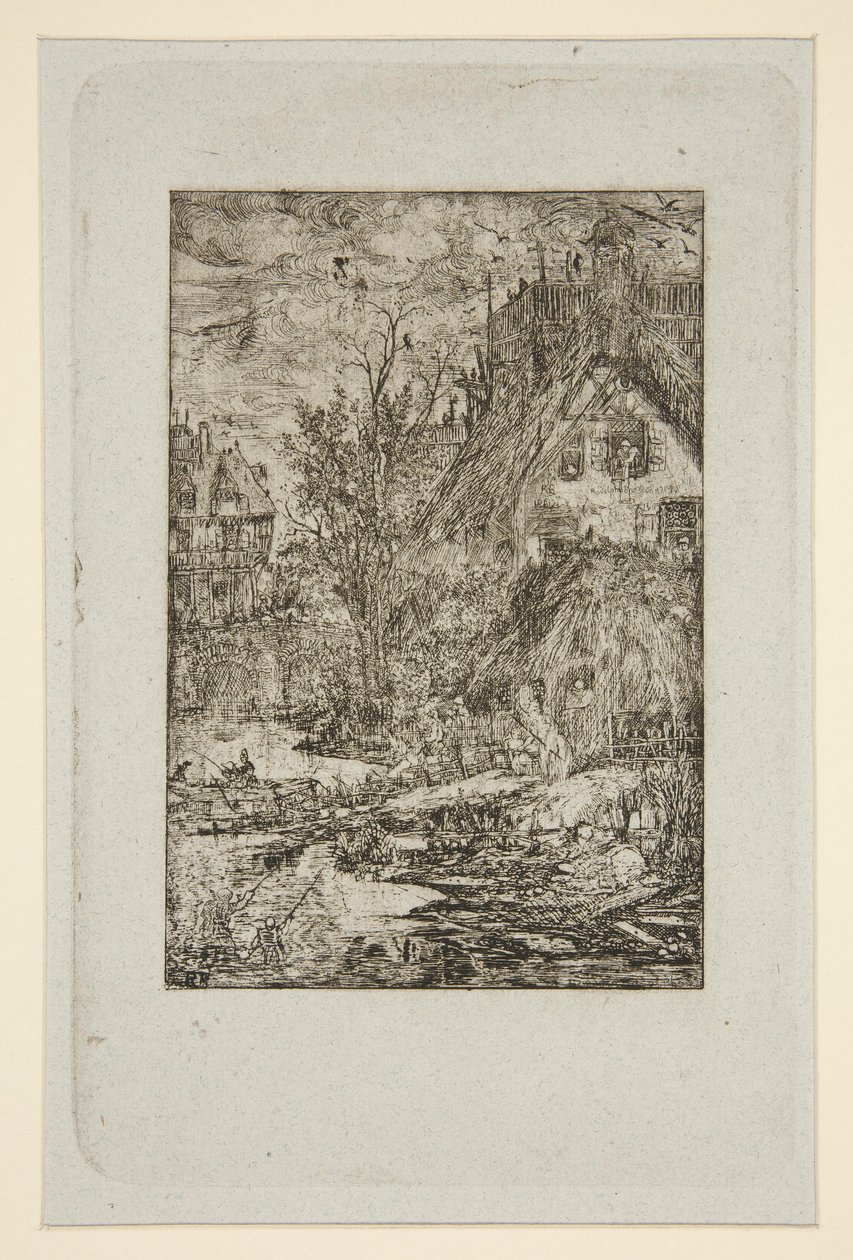 Entree de Village (cabañas con techo de paja) de Rodolphe Bresdin