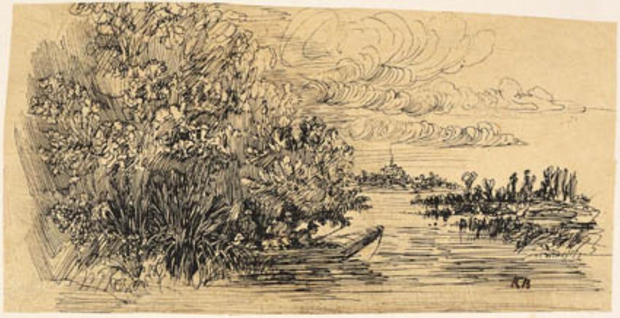 Cazadores en emboscada en un bote de Rodolphe Bresdin