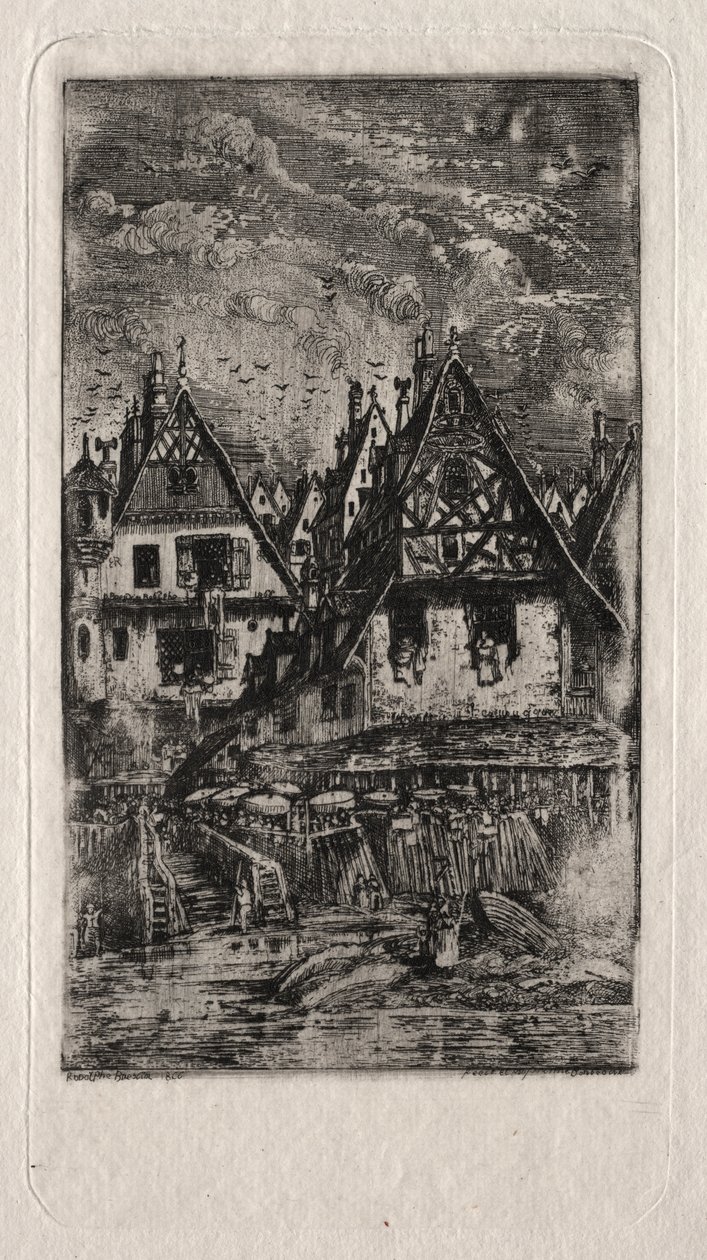 Mercado con Sombrillas de Rodolphe Bresdin