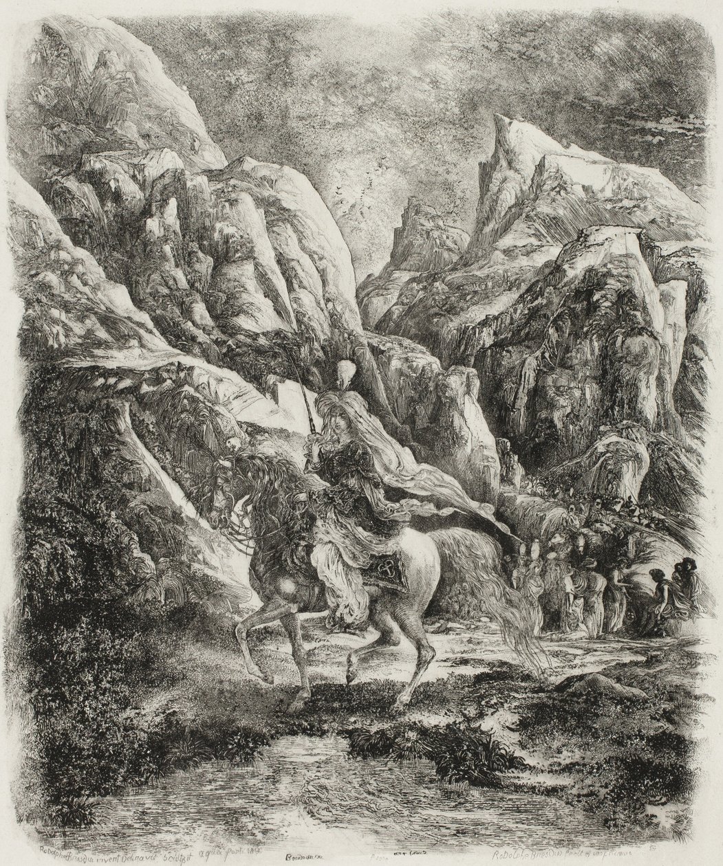 Jinete en las Montañas de Rodolphe Bresdin