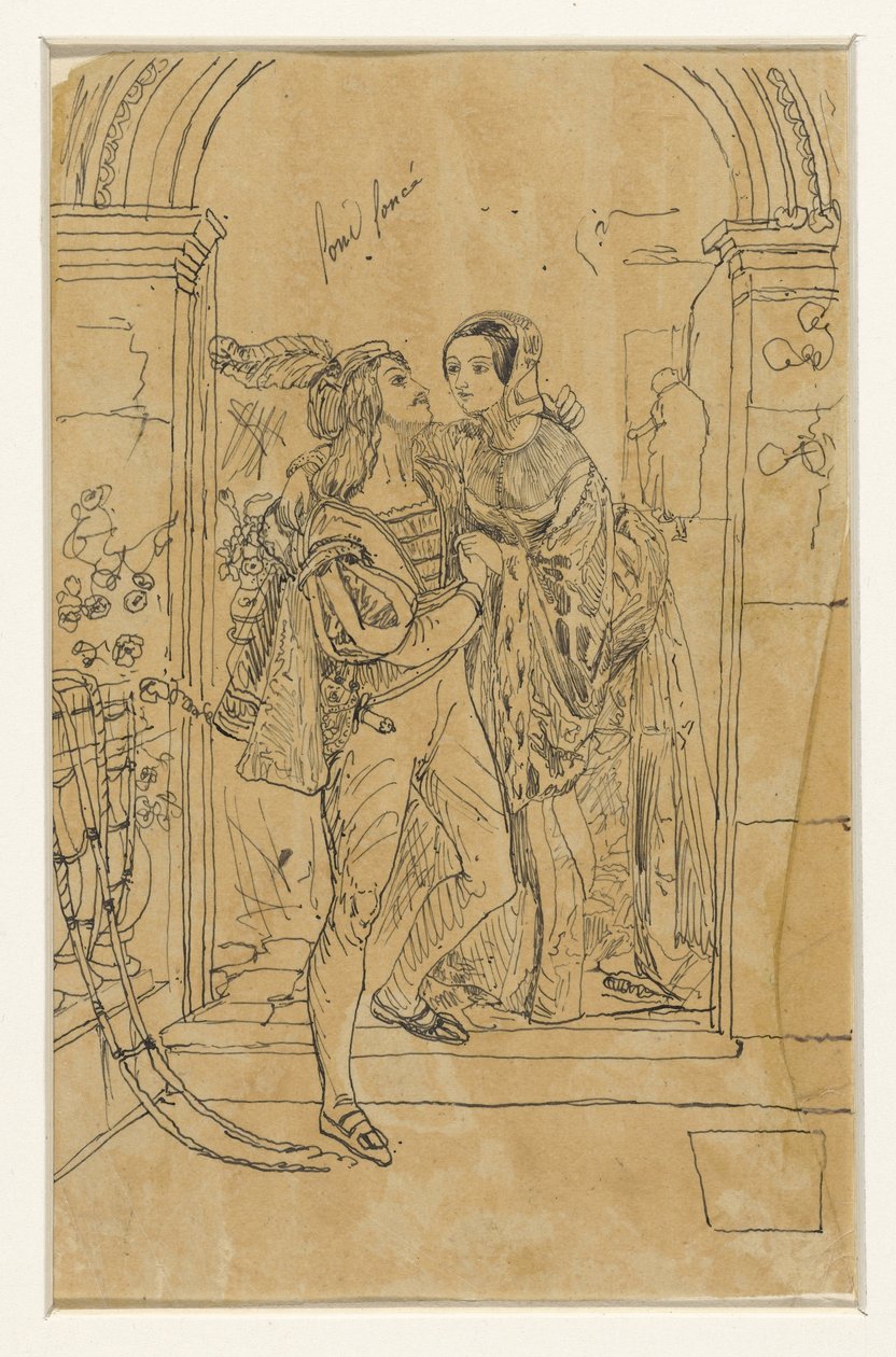 Romeo y Julieta en traje del siglo XV de Rodolphe Bresdin