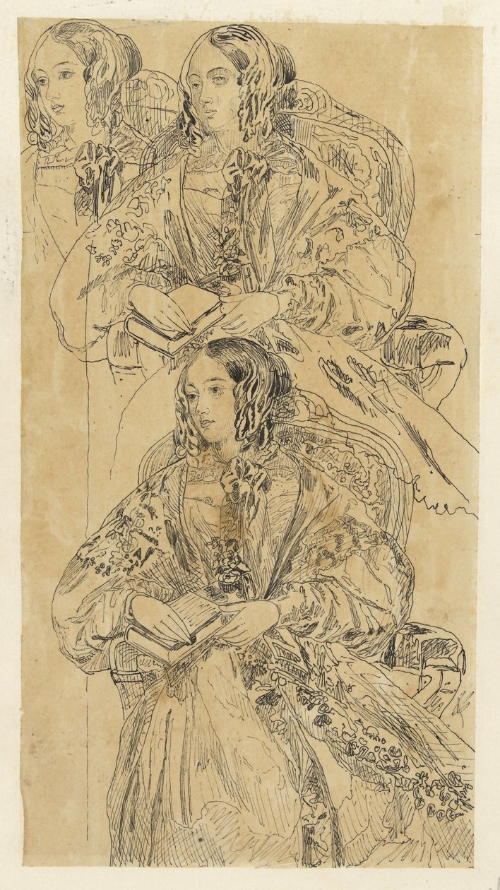 Hoja de estudios con dama sentada de Rodolphe Bresdin