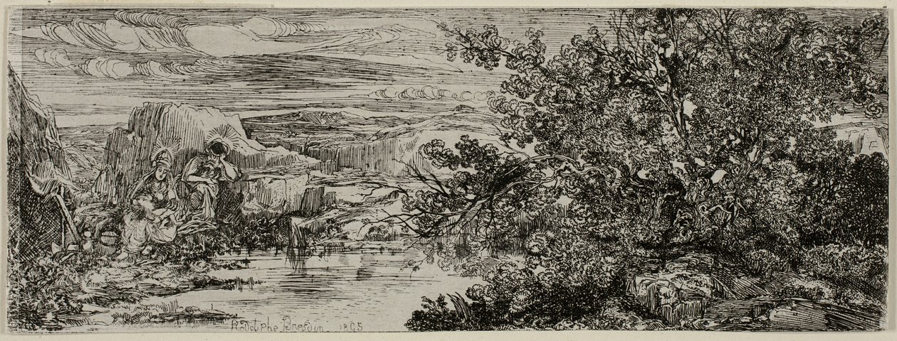 La Sagrada Familia junto a una piscina de Rodolphe Bresdin