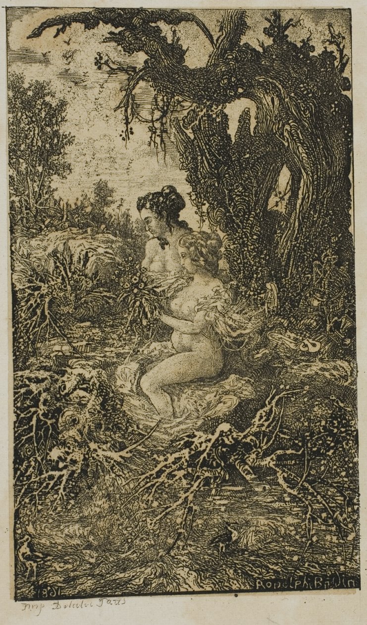 Dos mujeres bañándose al borde del agua, de Revue Fantaisiste de Rodolphe Bresdin
