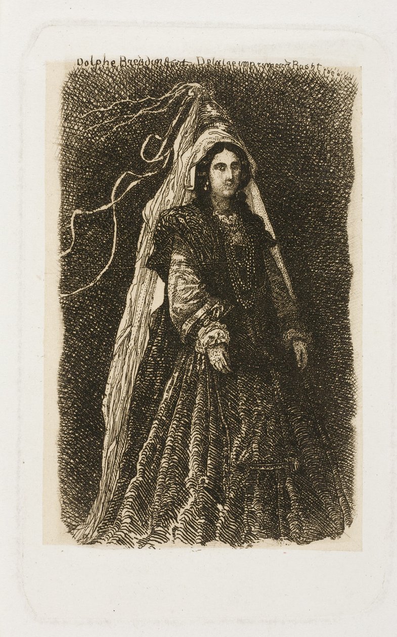 Mujer en Traje Medieval Fantástico de Rodolphe Bresdin