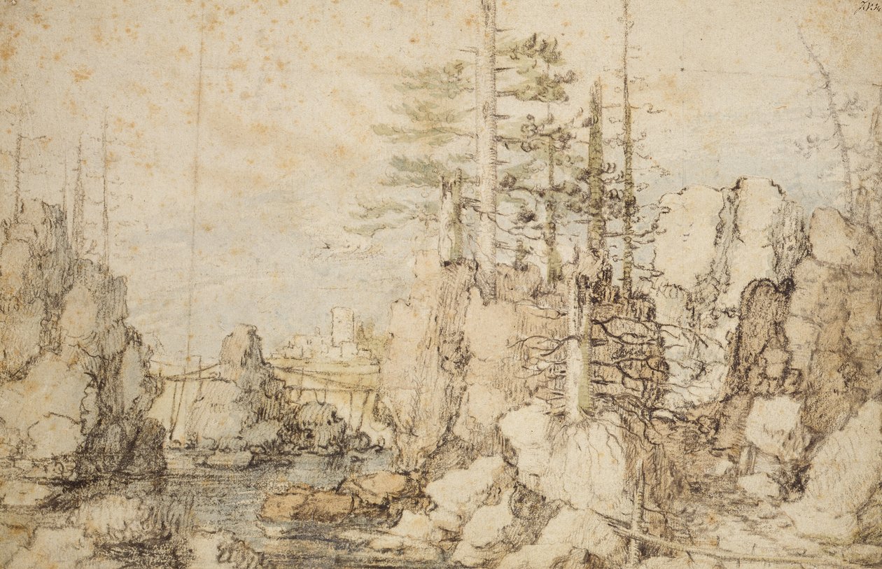 Paisaje boscoso y rocoso, c.1606-07 de Roelandt Jacobsz. Savery