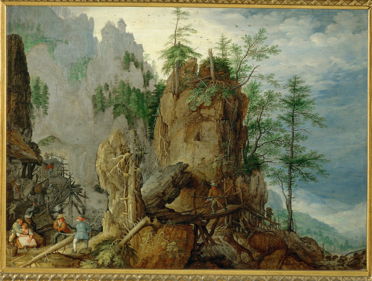 Paisaje de montaña con (cobre) de Roelandt Jacobsz. Savery