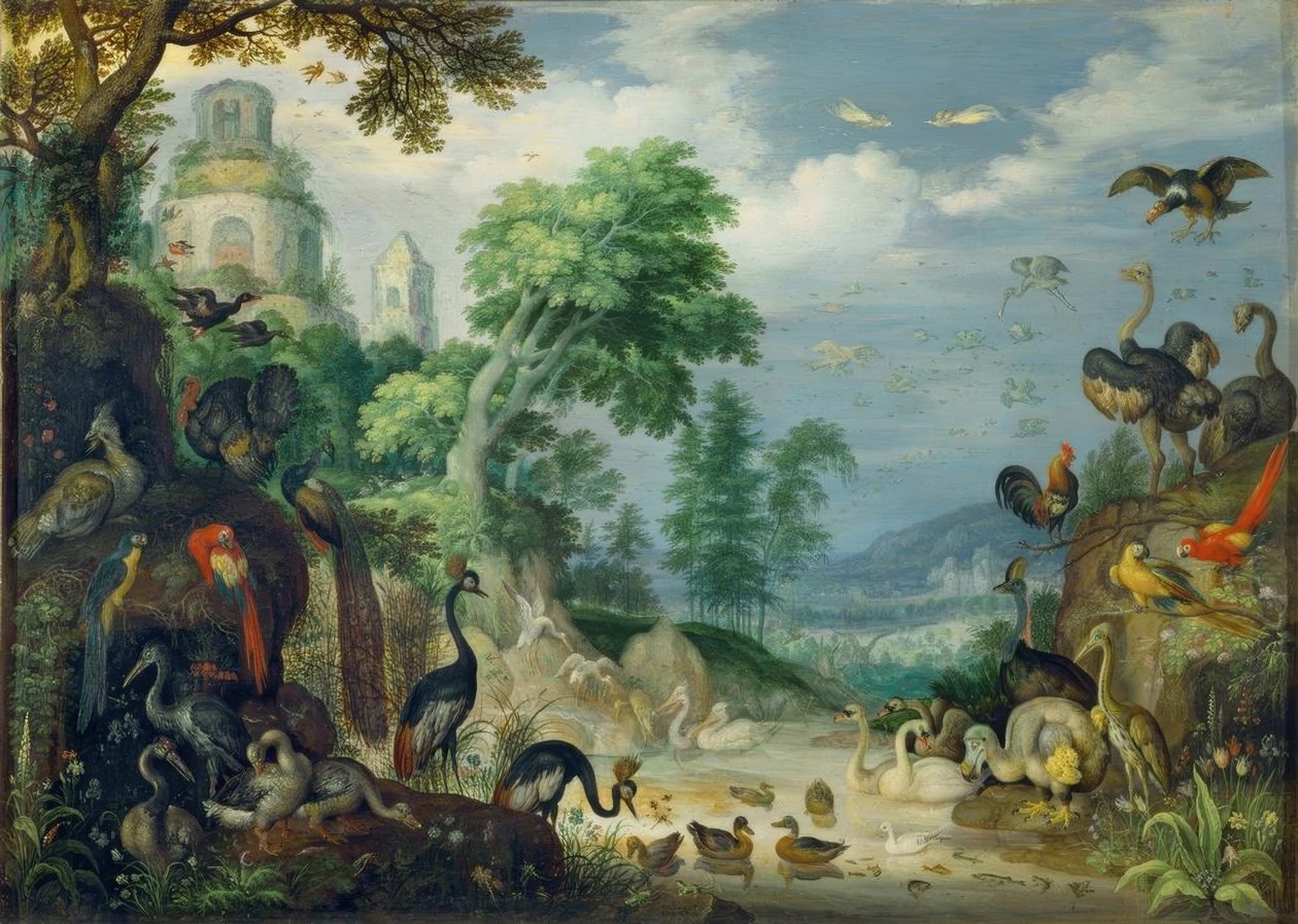 Paisaje con pájaros de Roelandt Savery