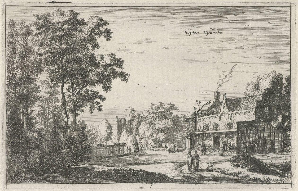 Cara en Utrecht Buyten Uytrecht (título sobre el objeto) Paisajes en el norte de los Países Bajos (Roelant Roghman) (título de la serie) de Roelant Roghman