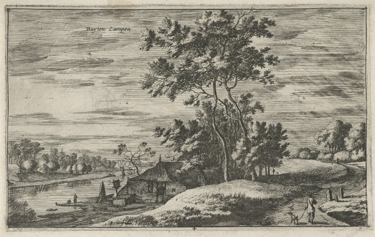 Vista del IJssel cerca de Kampen Buyten Campen (título sobre el objeto) Paisajes en el norte de los Países Bajos (Roelant Roghman) (título de la serie) de Roelant Roghman