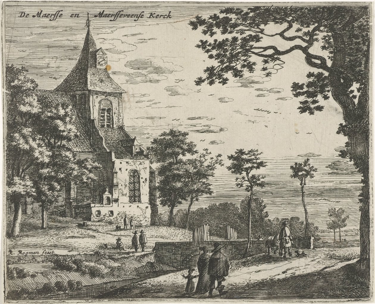 Iglesia de Maarsseveen De Masse y Maarsseveense Kerck (título sobre objeto) Paisajes en las provincias de Holanda y Utrecht (título de la serie) de Roelant Roghman