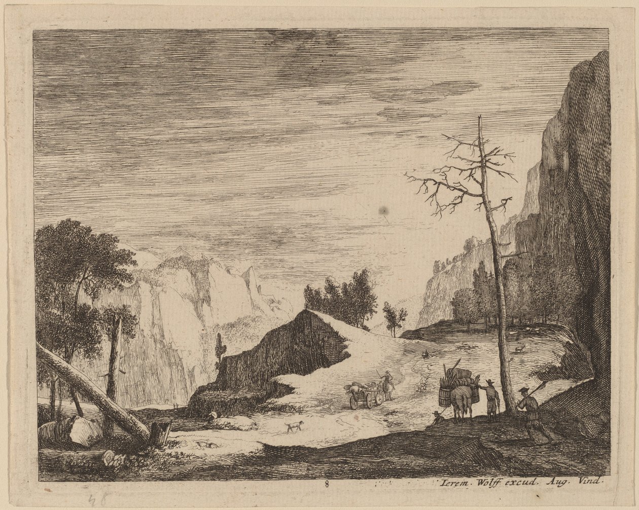 Paisaje Montañoso con un Carro: pl.8 de Roelant Roghman and Melchior Küsel