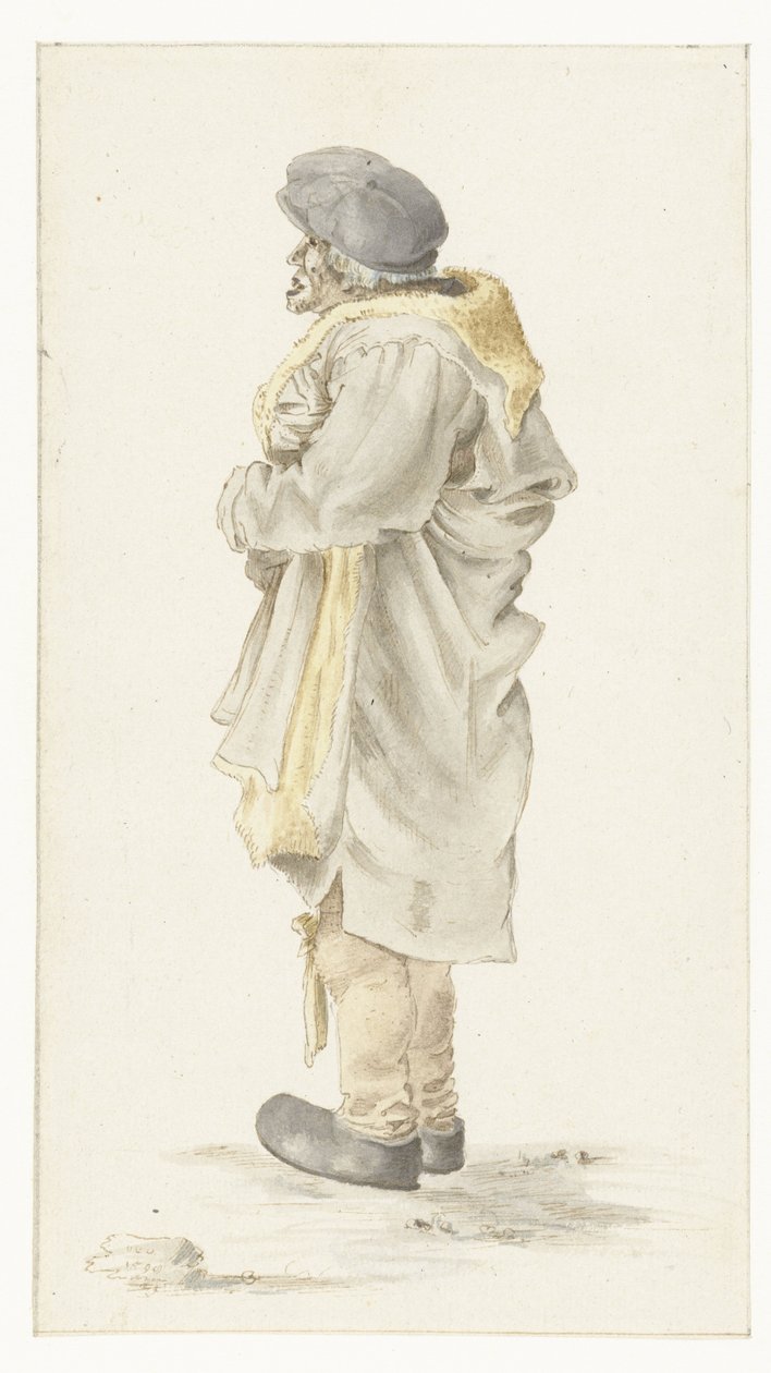 Hombre de pie con un abrigo de pieles de Roelant Savery