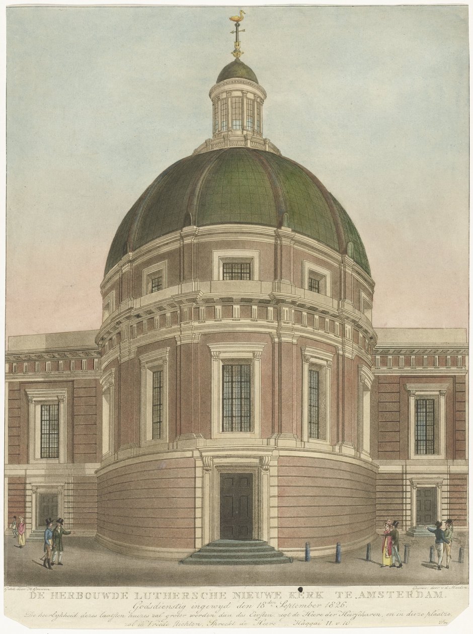 Nueva iglesia luterana reconstruida en Amsterdam La Lutersche Nieuwe Kerk reconstruida en Amsterdam (título sobre el objeto) de Roelof van der Meulen