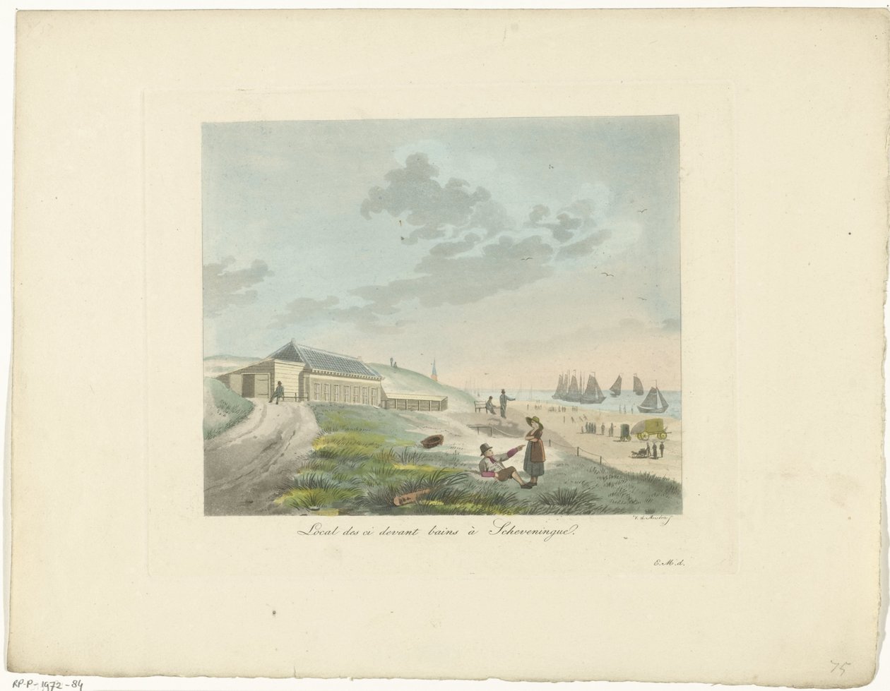 Playa de Scheveningen Local des ci devant bains à Scheveningen (título sobre el objeto) de Roelof van der Meulen
