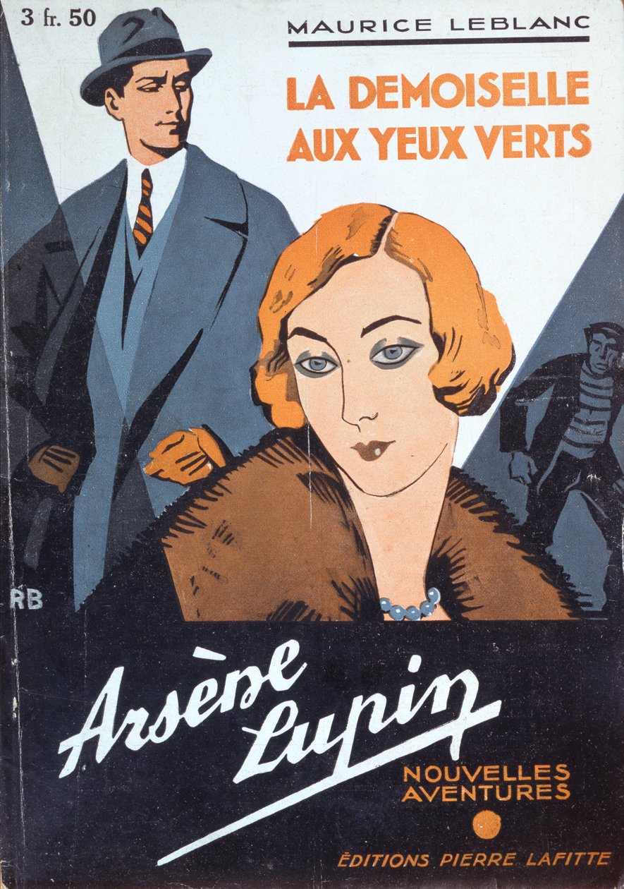 Portada de "La muchacha de los ojos verdes" de "Las nuevas aventuras de Arsène Lupin" de Maurice Leblanc (1864-1941) de Roger Broders