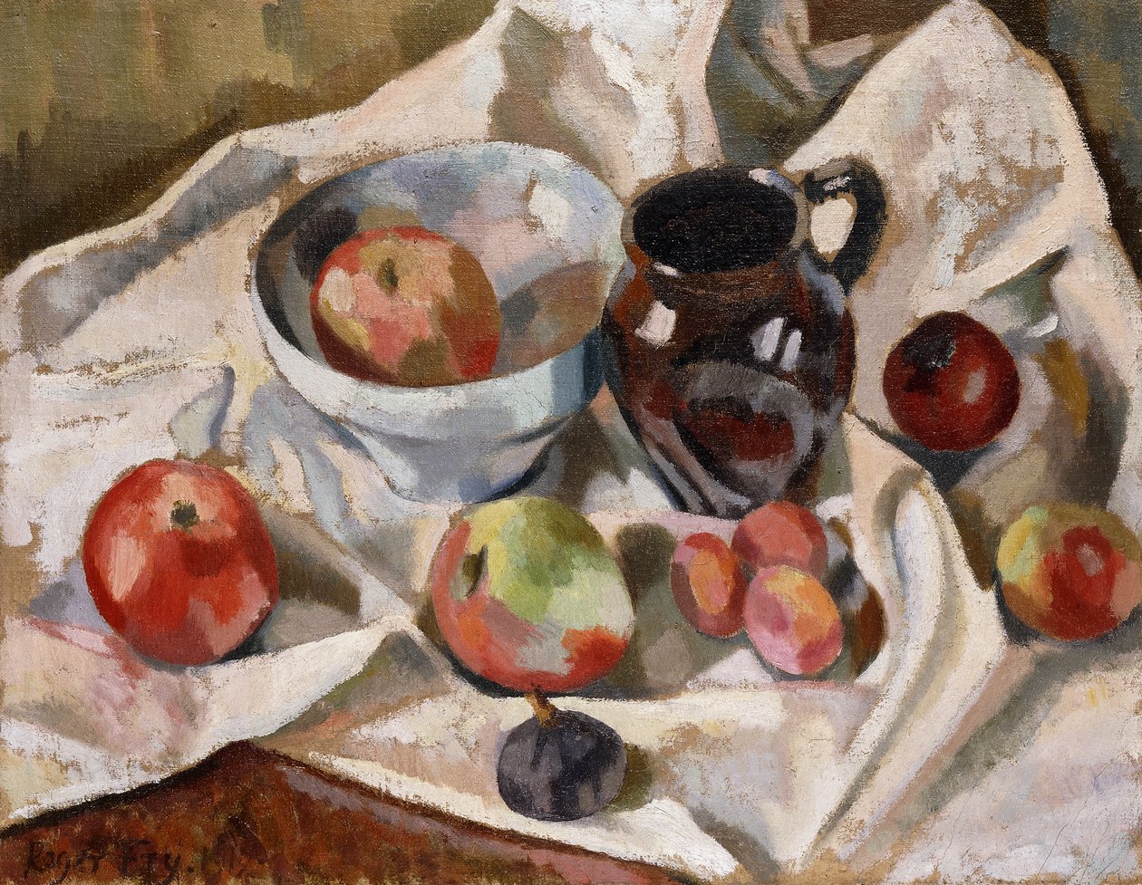 Naturaleza muerta con manzanas, ciruelas y una jarra, 1919 de Roger Eliot Fry