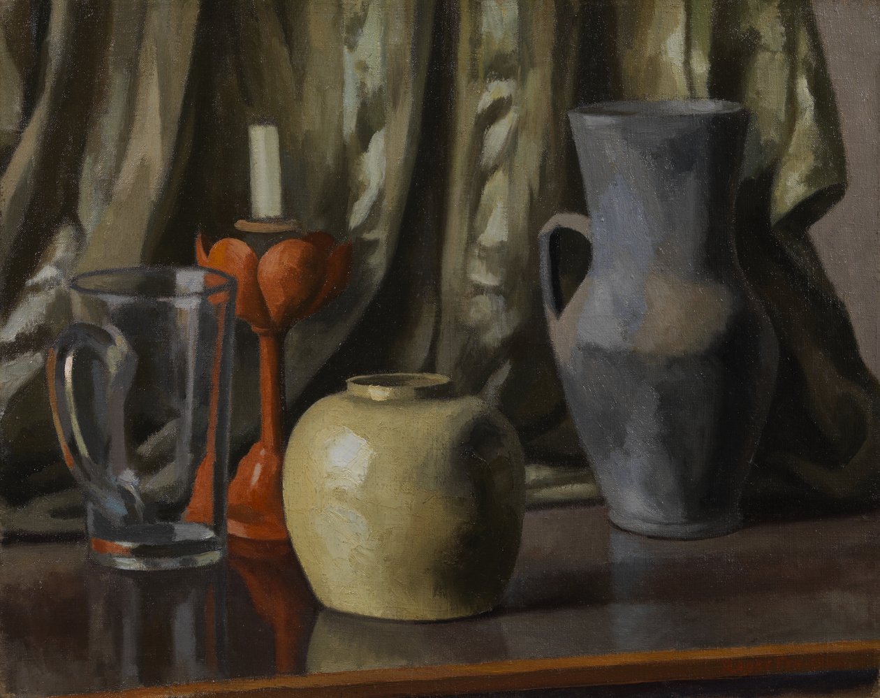 Naturaleza muerta con vela y ollas de barro de Roger Eliot Fry
