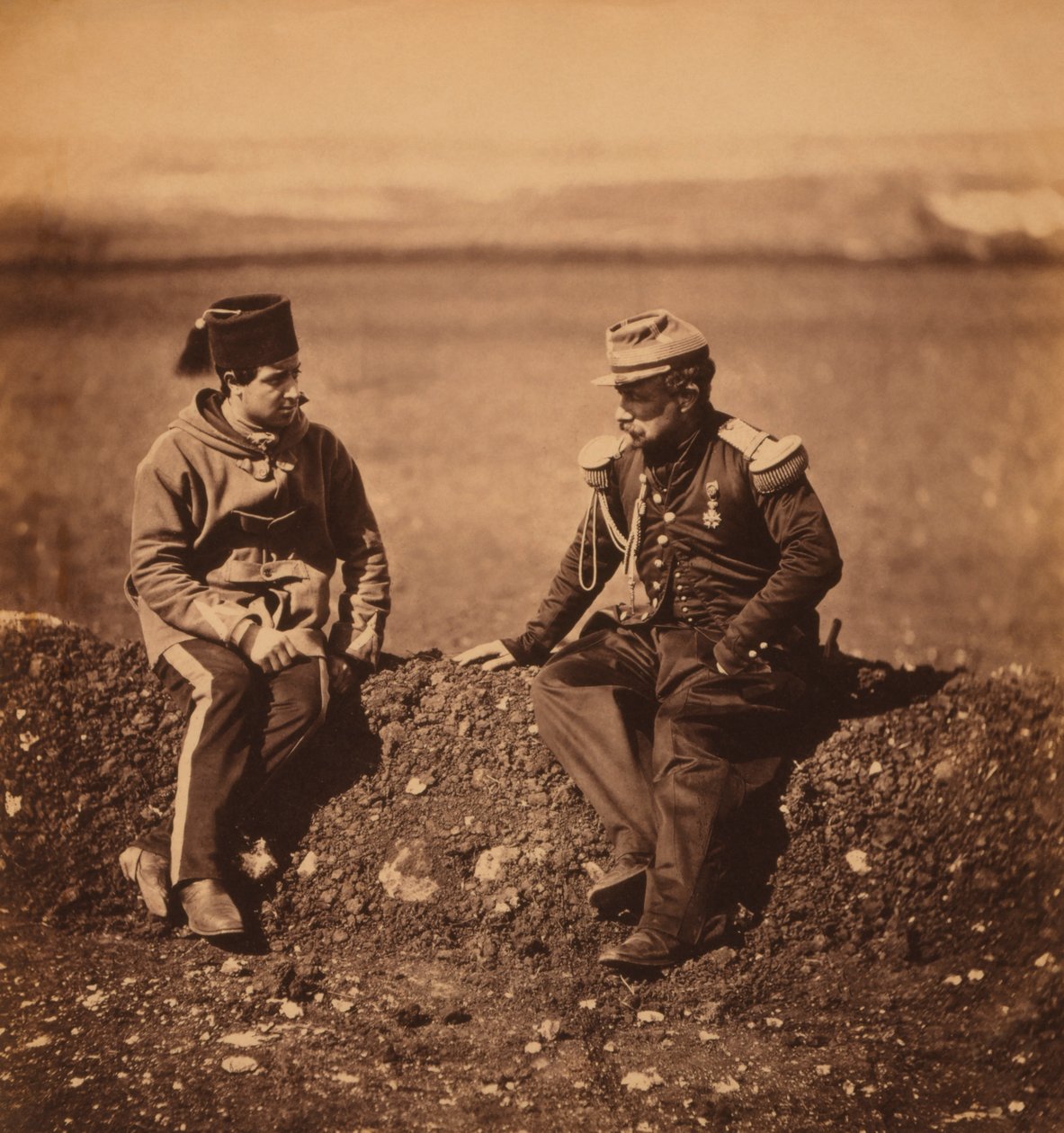 General francés Cisse, jefe de estado mayor del general Pierre Bosquet, y ayudante de campo, retrato durante la Guerra de Crimea, Crimea, Ucrania de Roger Fenton
