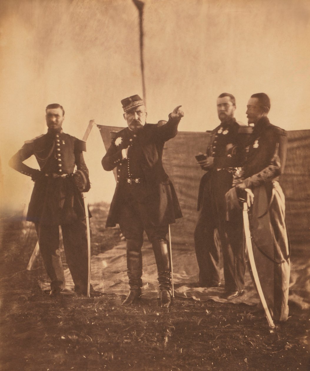 General francés Pierre Bosquet (centro), dando órdenes a su personal, Guerra de Crimea, Crimea, Ucrania de Roger Fenton