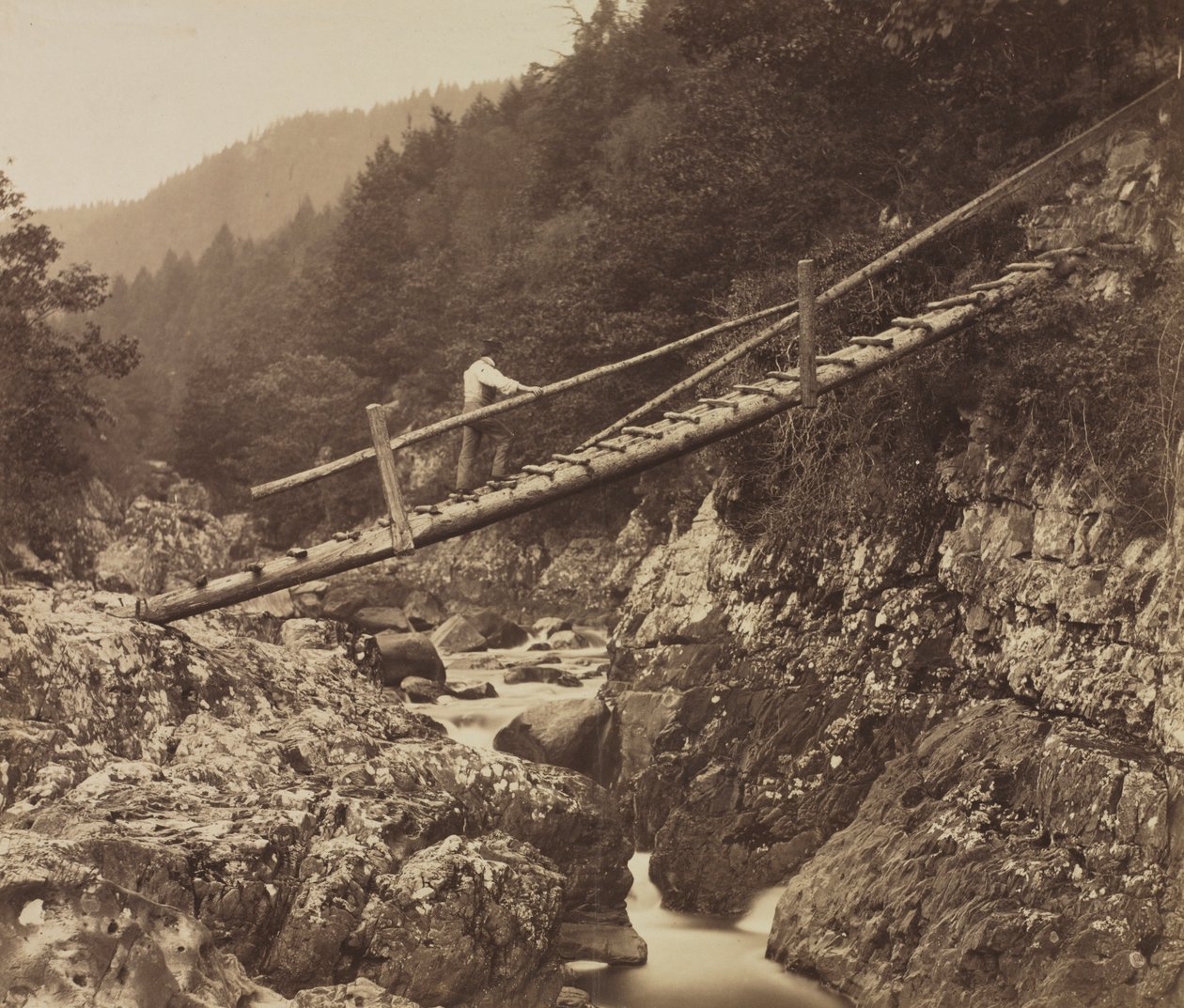 El Puente de los Mineros, en el Llugwy, Gales del Norte, 1857 de Roger Fenton